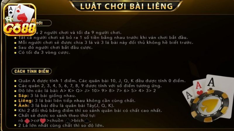 Thông tin đầy đủ về các quy tắc ở game bài Liêng Go88