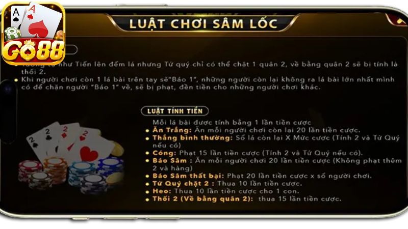 Những quy định và cách thức chơi sâm lốc Go88